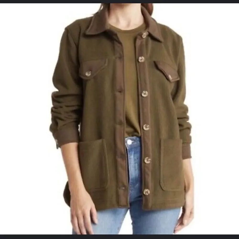 Blank NYC Green Lightweight Shirt Jacket